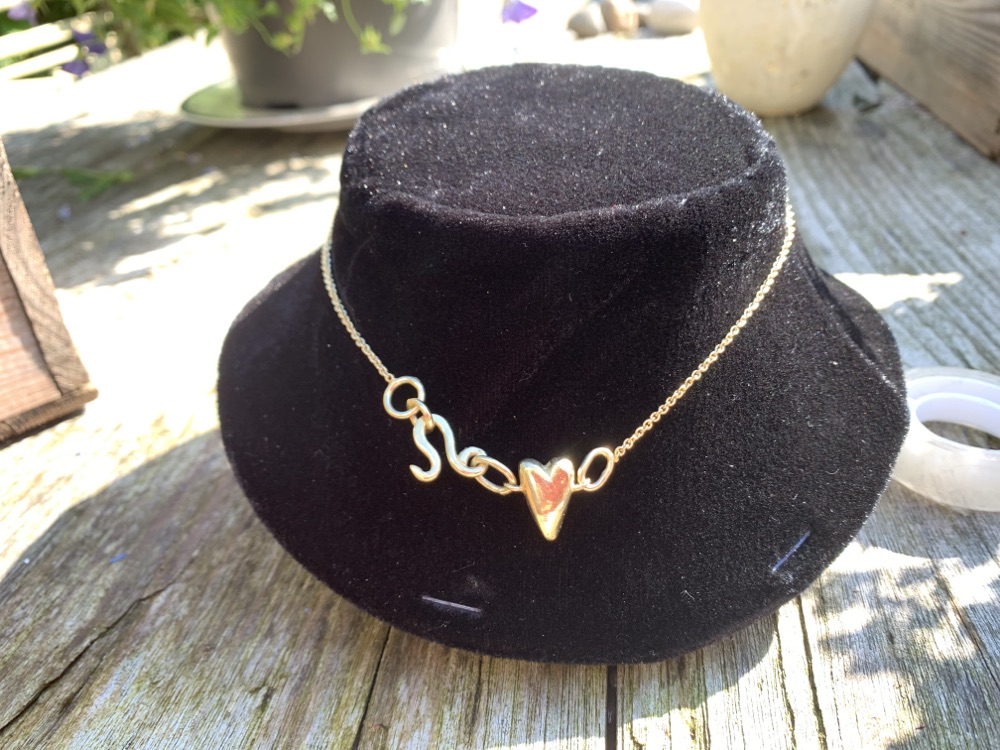 Ketting met hart en voorsluiting, zilver verguld