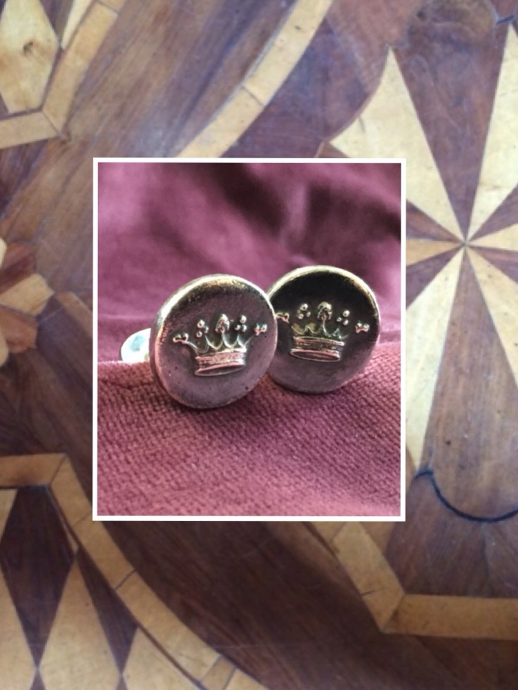 Zilveren manchetknopen gegoten livreiknoop Kroon